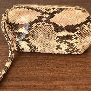 ANGELEIGH ANASTASIO BROWN & CREAM SNAKE CLUTCH
